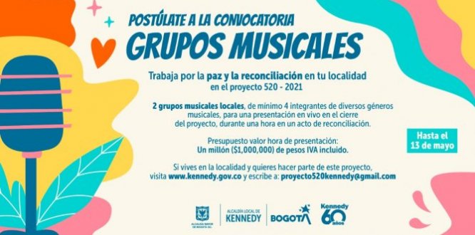 Convocatoria grupos musicales  Trabaja por la Paz y la Reconciliación en tu Localidad