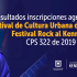 Resultados inscripciones agrupaciones Festival de Cultura Urbana de Kennedy y Festival Rock al Kennedy
