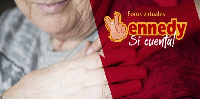 Imagen de mujer de la tercera edad acompañada de texto invitando al conversatorio Celebramos el Día de la Persona Mayor con el conversatorio ‘Voces de la Experiencia’