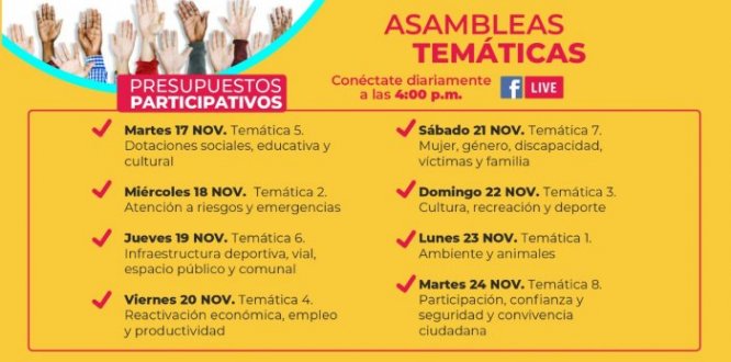 Conéctate a las asambleas temáticas de los Presupuestos Participativos