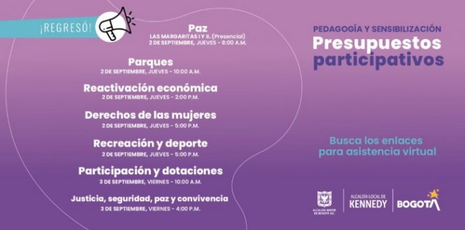 ¿No sabes cómo hacer parte de los presupuestos participativos? En estas reuniones te explicamos
