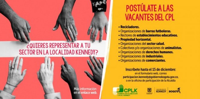 Haz parte del Consejo de Planeación Local de Kennedy y aporta tus ideas para decidir en qué se invertirán los recursos de la localidad