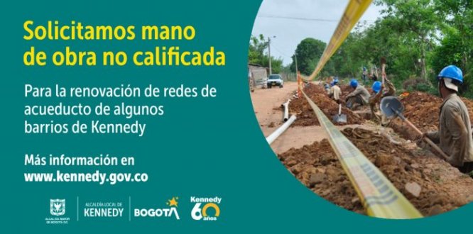 Se requiere mano de obra no calificada para la renovación de redes de acueducto en Kennedy