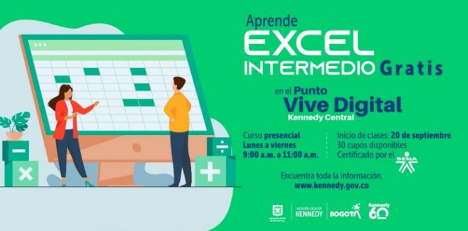 Curso de Excel intermedio gratuito en el Punto Vive Digital de la Alcaldía Local de Kennedy