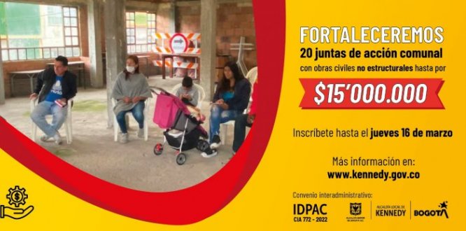 La Alcaldía Local de Kennedy y el IDPAC fortalecerán 20 salones comunales con hasta $ 15’000.000