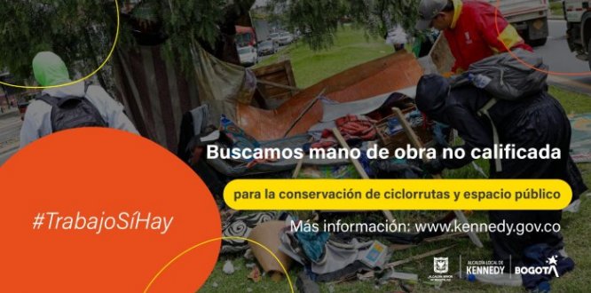 #TrabajoSíHay | Se busca mano de obra no calificada para conservar las ciclorrutas y espacio público 