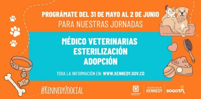 Te invitamos a las jornadas de esterilización, médico-veterinaria y de adopción del 31 de mayo al 2 de junio