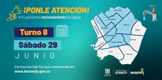 ¡Atención! Estos son los barrios que tendrán racionamiento este sábado 29 de junio