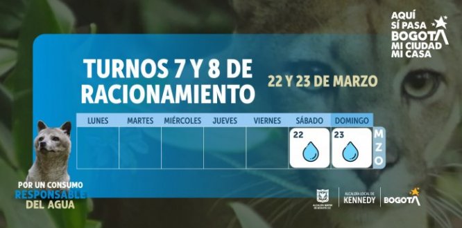 Sábado 22 y domingo 23 sin agua en varios barrios de Kennedy