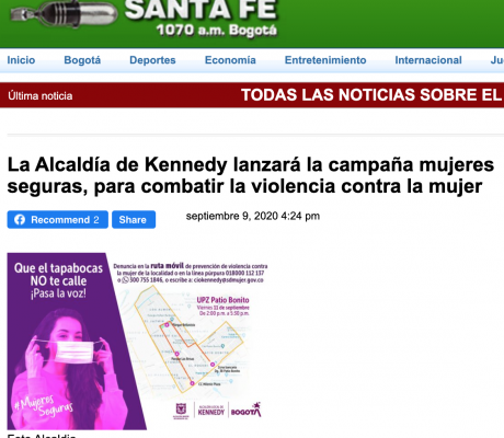 La Alcaldía de Kennedy lanzará la campaña mujeres seguras, para combatir la violencia contra la mujer