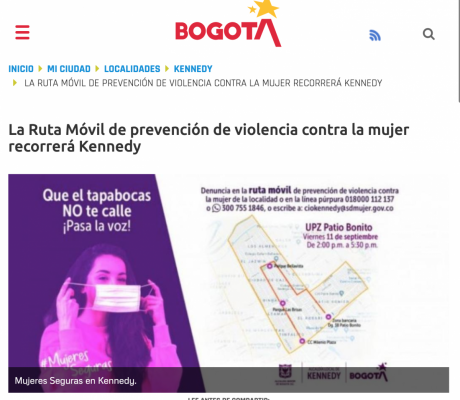 La Ruta Móvil de prevención de violencia contra la mujer recorrerá Kennedy