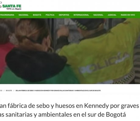 Sellan fábrica de sebo y huesos en Kennedy por graves fallas sanitarias y ambientales en el sur de Bogotá.